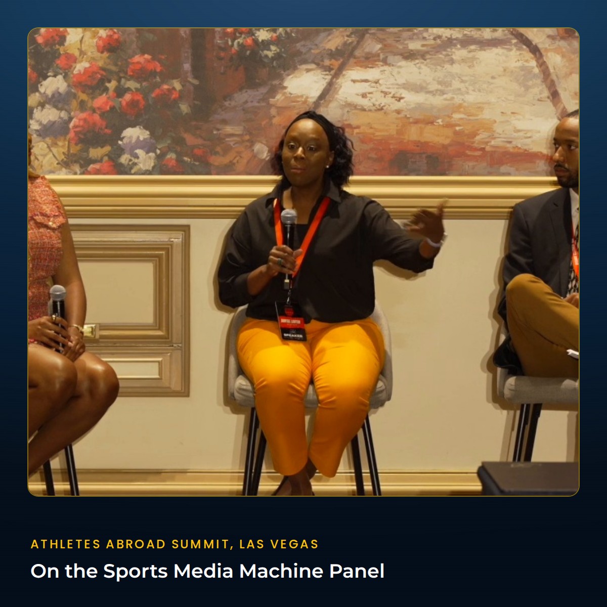 Danyail Lawton on the Managing the Sports Media Machine panel at the Athletes Abroad Summit in Las Vegas